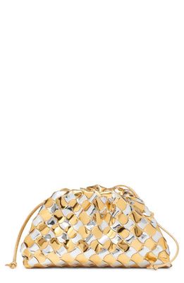 Bottega Veneta The Mini Pouch Pavimento Leather Clutch in Silver/Gold