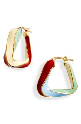 Bottega Veneta Twisted Enamel Triangle Hoop Earrings in Multicolor