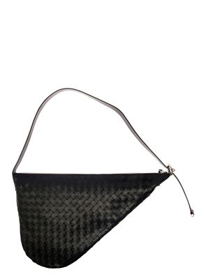 Bottega Veneta virgule Black Shoulder Bag In Intreccio Leather Man