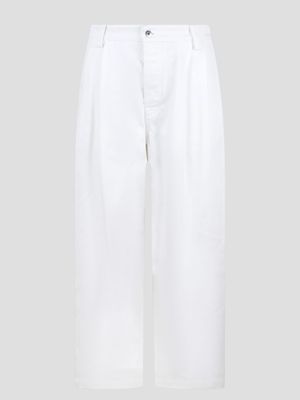 Bottega Veneta White Pleated Denim Trousers