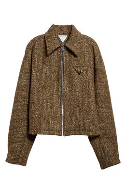 Bottega Veneta Wool & Alpaca Blend Tweed Blouson Jacket in 2199 Ochar/Grey