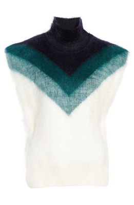Bottega Veneta Wool & Mohair Blend Sleeveless Turtleneck Sweater in Mid Blue/Bil./Chalk