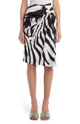 Bottega Veneta Zebra Stripe Knot Front Parachute Skirt in Black/White