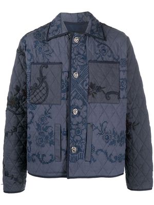 Botter embroidered-design quilted shirt jacket - Blue
