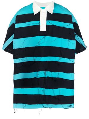 Botter frayed edge striped polo shirt - Blue
