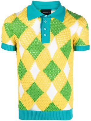 Botter geometric-pattern knitted polo shirt - Yellow