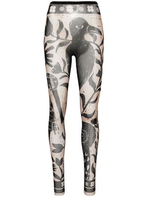 Botter graphic-print mesh leggings - Neutrals