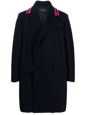 Botter knitted-collar double-breasted wool coat - Blue