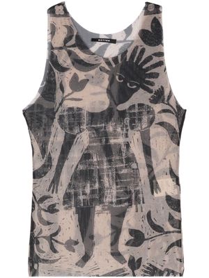 Botter mix-print mesh vest - Neutrals