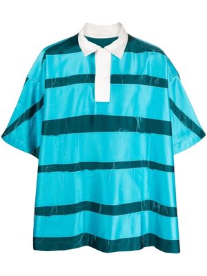 Botter striped satin polo shirt - Blue
