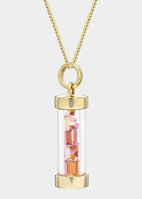 Bottle Necklace with Pink Tourmaline, Citrine and Morganite Mini-Baguette Sprinkles