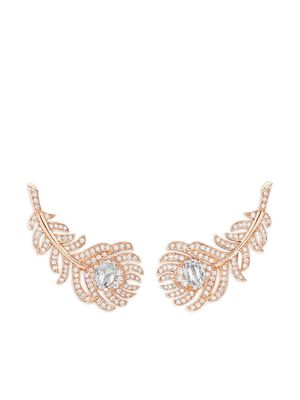 Boucheron 18kt rose gold Plume de Paon diamond clip earrings - Pink