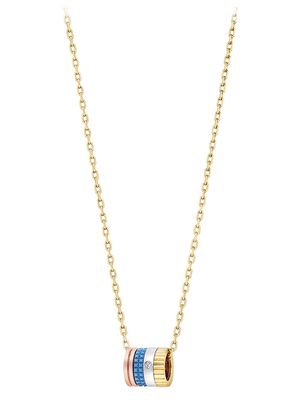 Boucheron 18kt yellow, white and rose gold Quatre Blue diamond mini ring pendant necklace
