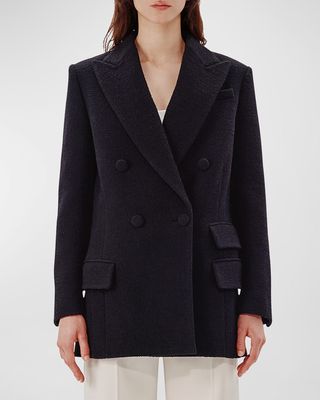 Boucle Blazer Coat with Side Zippers
