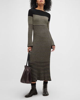 Boucle Mini Stripe Knit Midi Dress