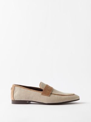 Bougeotte - Cotton And Suede Loafers - Mens - Ivory