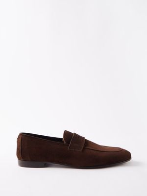 Bougeotte - Flâneur Shearling-lined Suede Loafers - Mens - Brown
