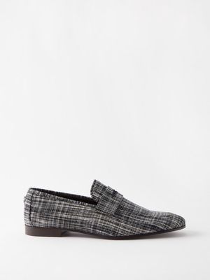 Bougeotte - Flâneur Tweed Loafers - Mens - Blue Grey