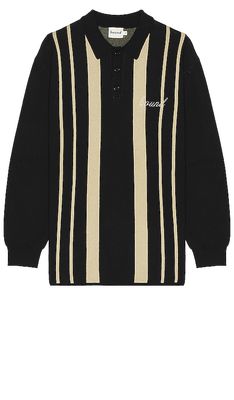 Bound Aprile Long Sleeve Polo in Black