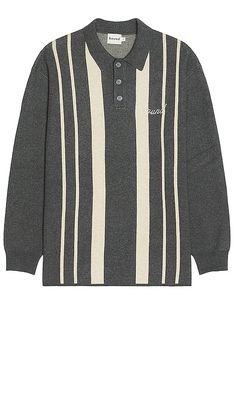 Bound Aprile Long Sleeve Polo in Grey