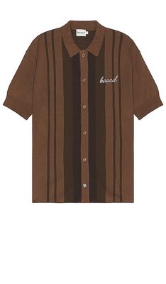 Bound Bollaro Knit Polo in Brown