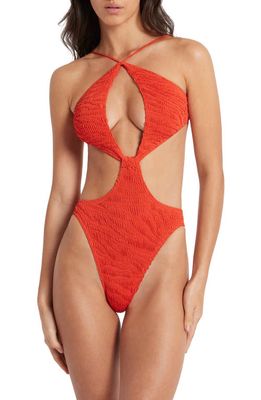 BOUND by Bond-Eye Naira Cutout One-Piece Swimsuit in Coral Tiger