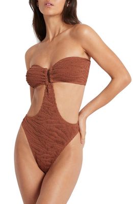 BOUND by Bond-Eye Thera Strapless One-Piece Swimsuit in Terracotta Tiger