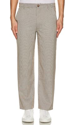 Bound Dogtooth Woven Cropped Trousers in Brown