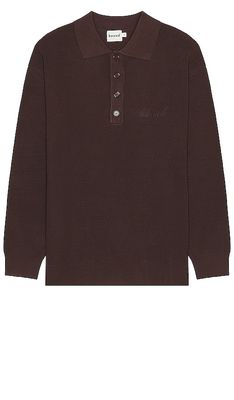 Bound Ennio Long Sleeve Polo in Brown