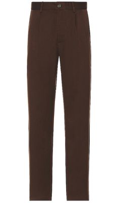 Bound Pleated Smart Trousers in Brown