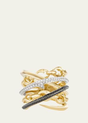 Bound Together 18K Gold Band Ring with Diamonds