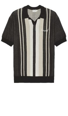 Bound Trapani Knit Polo in Charcoal