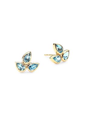 Bouquet Swiss Blue Topaz & Yellow Gold Earrings