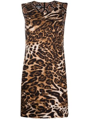 Boutique Moschino animal-print mini shift dress - Brown