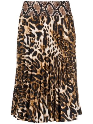 Boutique Moschino animal-print pleated midi skirt - Brown