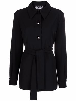 Boutique Moschino belted button-up shirt jacket - Black