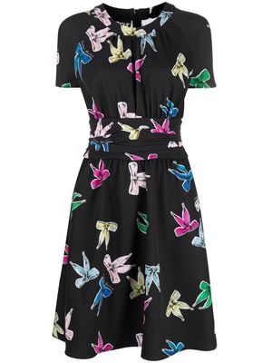 Boutique Moschino bow-detail short-sleeved midi dress - Black