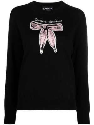 Boutique Moschino bow-intarsia jumper - Black