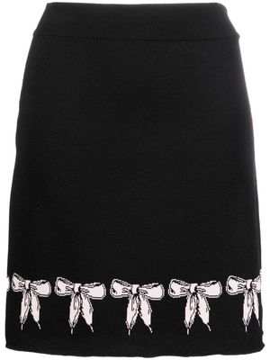 Boutique Moschino bow intarsia-knit skirt - Black