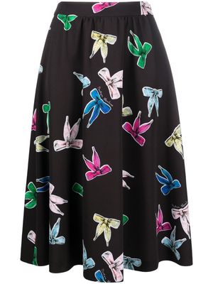 Boutique Moschino bow-print A-line skirt - Black