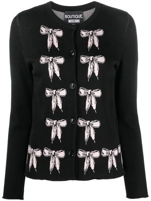 Boutique Moschino bow-print button-up cardigan - Black
