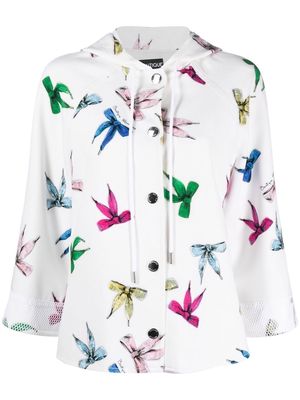Boutique Moschino bow-print hooded jacket - White