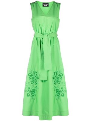 Boutique Moschino broderie-anglaise belted midi dress - Green