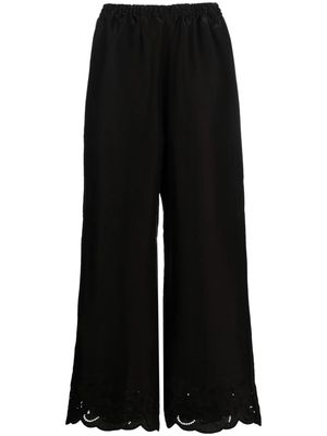 Boutique Moschino broderie-anglaise straight-leg trousers - Black
