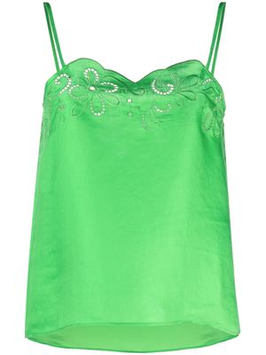 Boutique Moschino broderie-anglaise tank top - Green