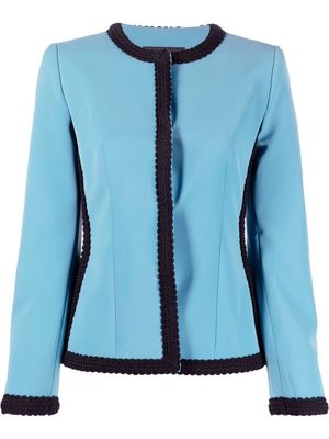 Boutique Moschino embroidered collarless blazer - Blue