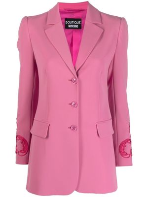 Boutique Moschino embroidered single-breasted blazer - Pink
