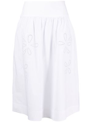 Boutique Moschino floral-embroidered midi skirt - White