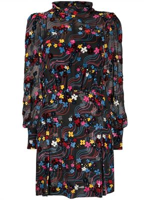 Boutique Moschino floral-embroidered semi-sheer dress - Black