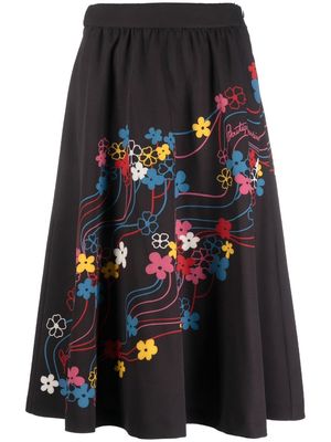 BOUTIQUE MOSCHINO floral-print A-line skirt - Black